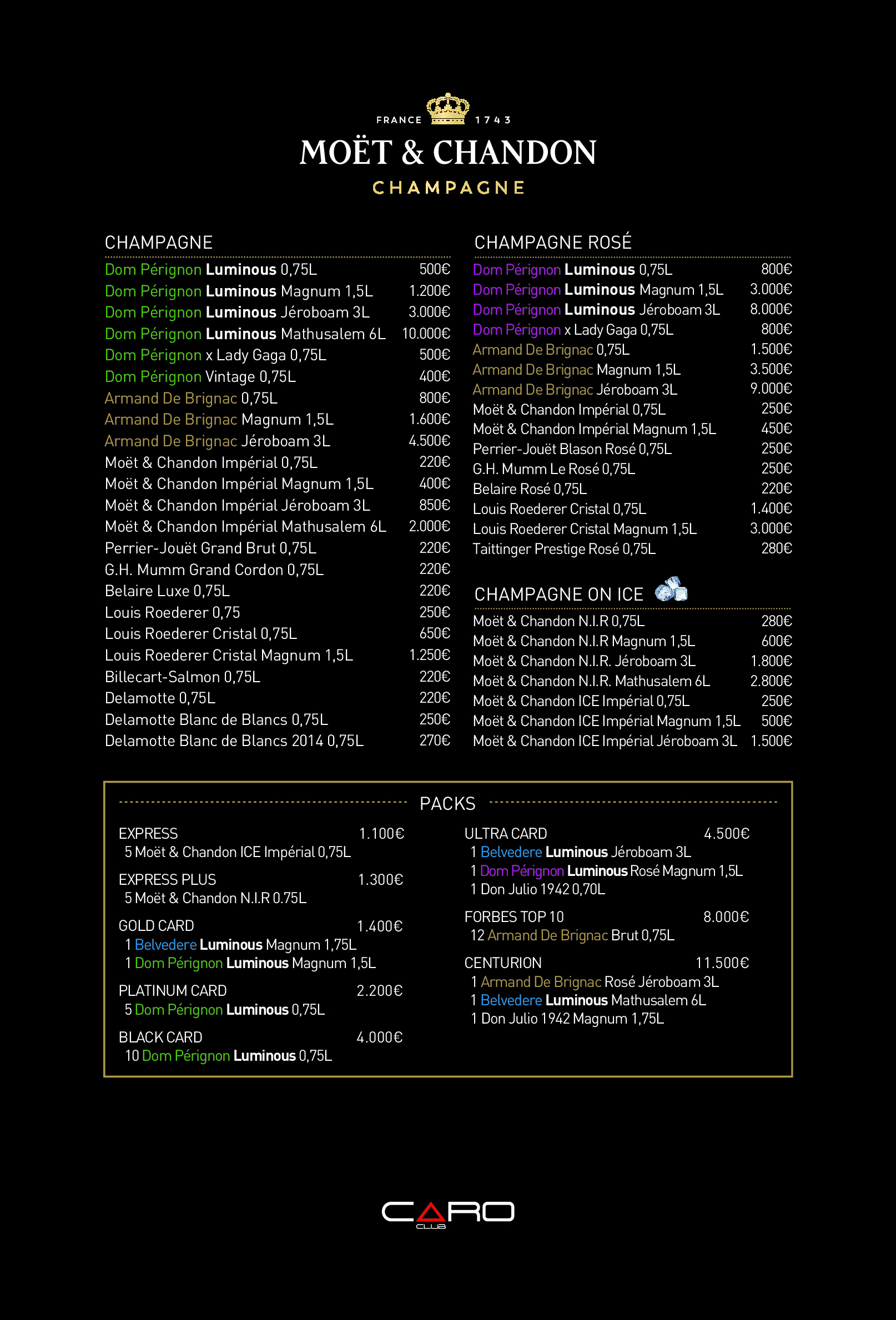 Caro menu